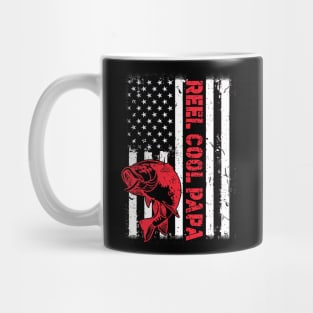 Mens Fishing Reel Cool Papa American Flag 4th Of July Mug